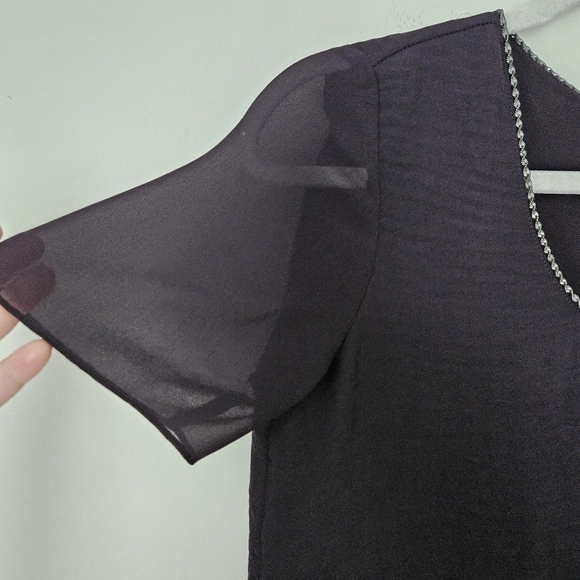 Rebecca Taylor plum layers sheer blouse size 2 - Picture 4 of 8